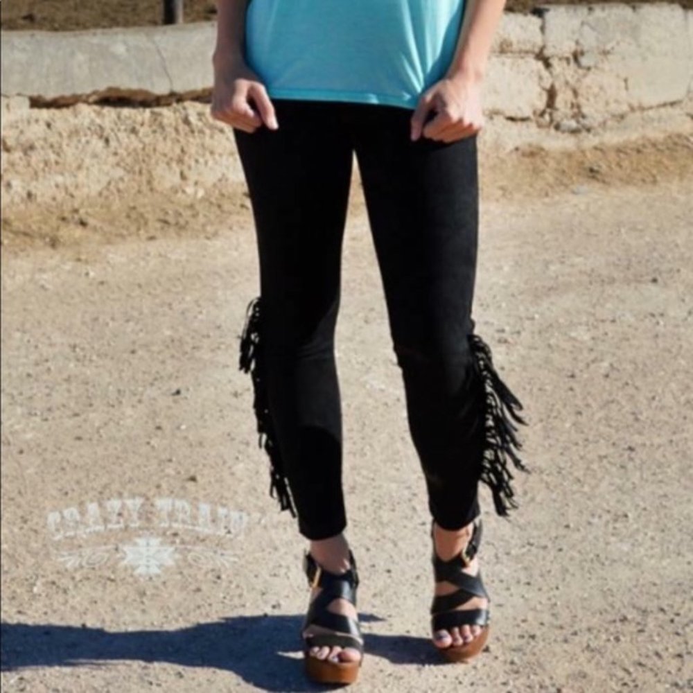 NWT FAUX BLACK SUEDE STRETCHY PANTS